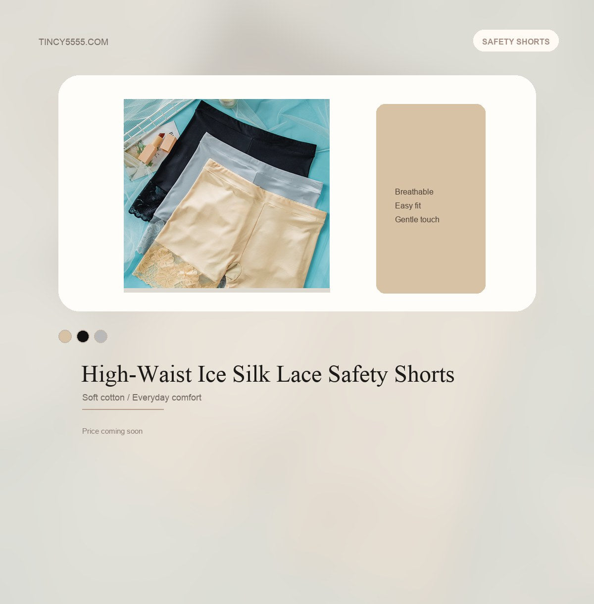 High-Waist Ice Silk Lace Safety Shorts - Style 1362